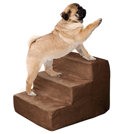 Pet Adobe High Density Foam Stairs 3 Step Design, Ramp for Small Dogs, Cats with Cover, Brown 330378VSG